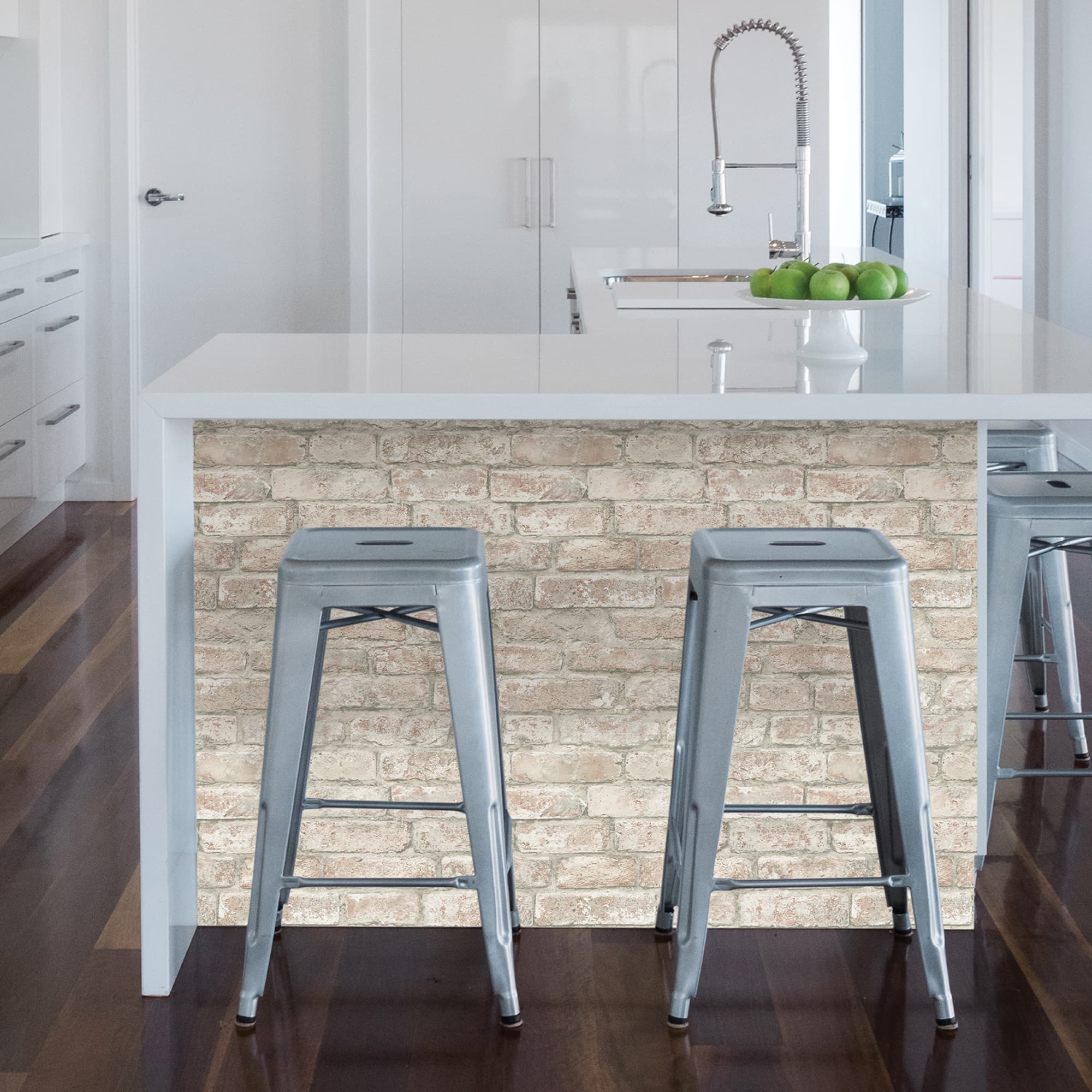 InHome White Washed Denver Brick Peel & Stick Wallpaper